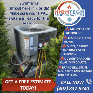 An HVAC technician performing diagnostic and maintenance work on an outdoor condenser unit by Keivin Rivero HVAC in Winter Garden, FL