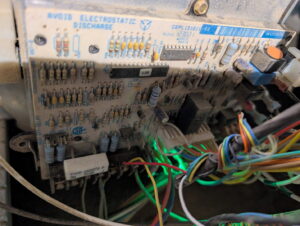 A close-up of an HVAC control board with intricate wiring, serviced by Speedy Nelson HVAC Repair in Durham, NC.