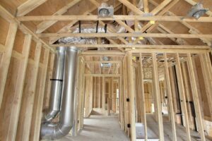 HVAC ductwork installation in a new construction building by Ductz of Southeast Michigan in Livonia, MI.