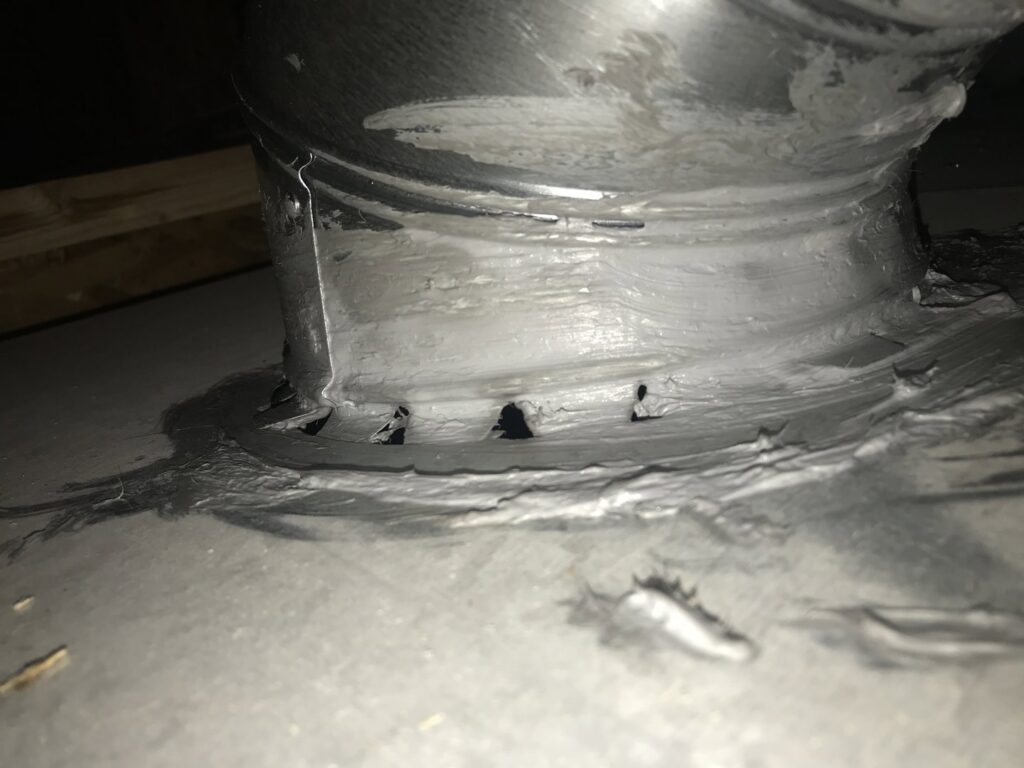 A sealed HVAC duct connection with mastic applied by Alpine Heating & Air Conditioning, Inc. in Idaho Falls, ID.