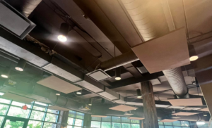Modern HVAC ducts and vents integrated into a commercial ceiling design by Major HVAC R Inc in Huntingdon Valley, PA