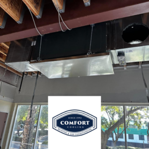 HVAC ductwork and an air handler unit being installed in a commercial building by That HVAC Guy in San Diego, CA