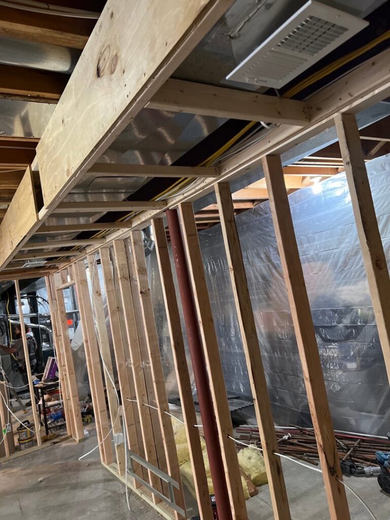 HVAC ductwork visible in a residential construction project by Spartan Mechanical KC in Spring Hill, KS.