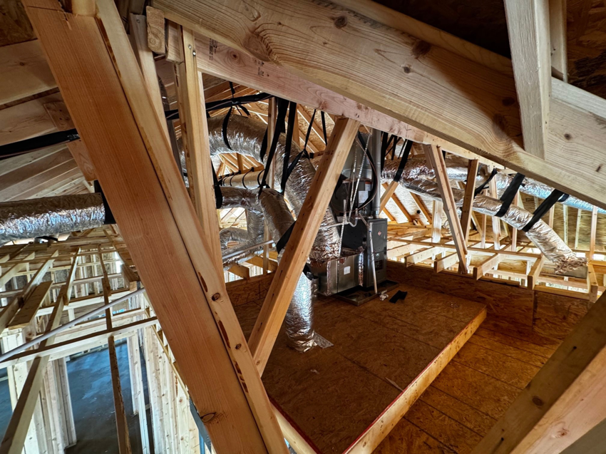 New HVAC ductwork and furnace installation in an attic by Diversified Services NA in Rogers, AR.