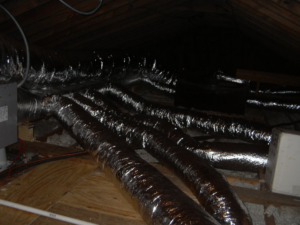New HVAC ductwork installed in an attic by Collis Mechanical Services in Norfolk, VA