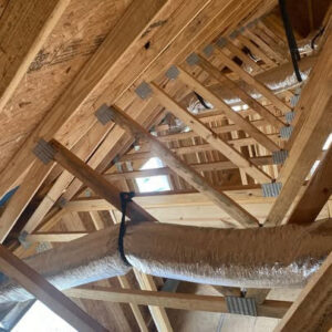 HVAC ductwork installed in an attic space by Fields Cooling Heating & Refrigeration in Foley, AL.
