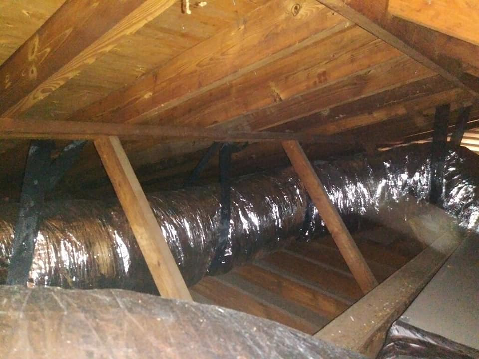 HVAC ductwork installation in an attic space by HD Mechanical Services in Buena Park, CA