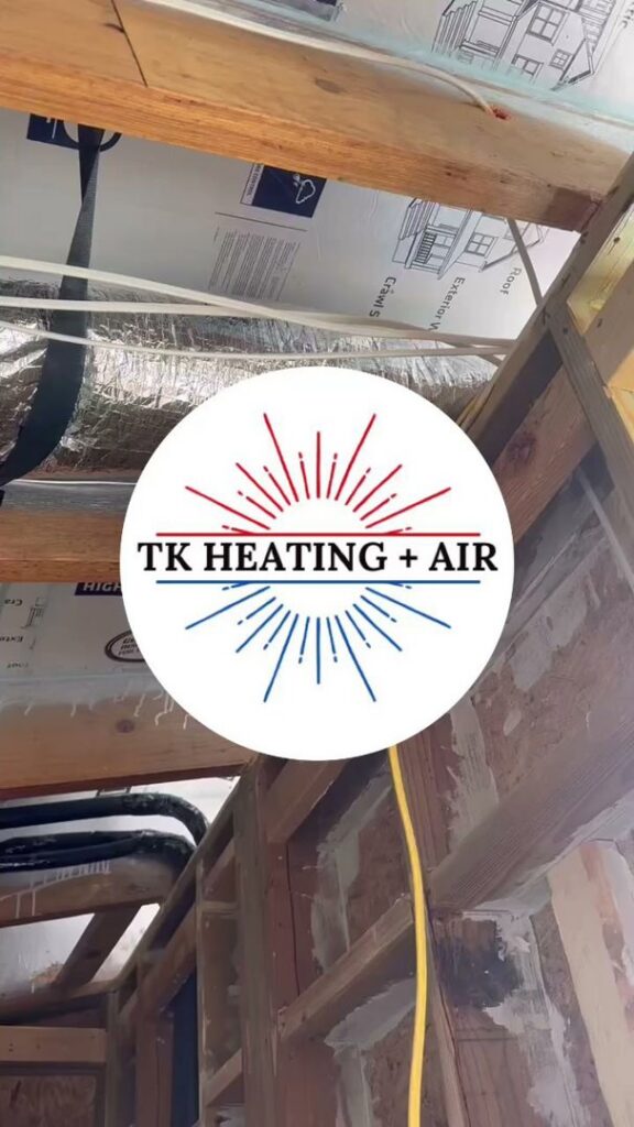 HVAC ductwork being installed or serviced in an attic space by TK Heating and Air, PLLC in Queen Creek, AZ