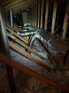 HVAC ductwork installation in an attic by Tadlock Heating & Air Conditioning in Tallahassee, FL