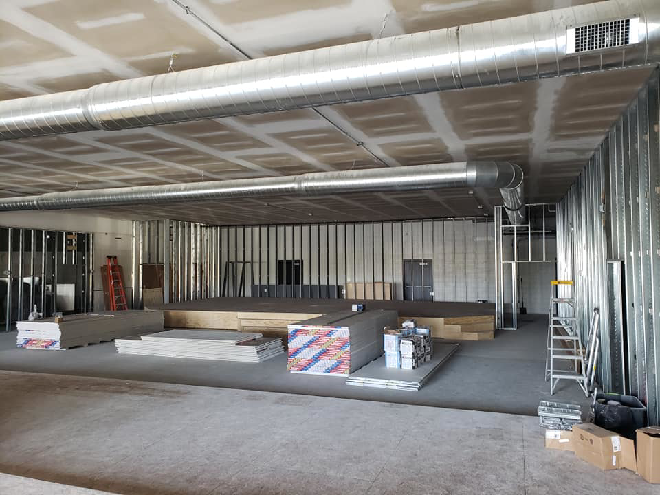 New HVAC ductwork being installed in a commercial building under construction by Kopetsky HVAC in Indianapolis, IN.