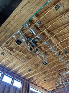 HVAC ductwork installation in the ceiling of a new construction home by Honest AC Experts in Las Vegas, NV