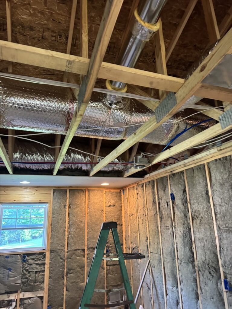 HVAC ductwork being installed in a new construction home by Southern Climate Pros, ensuring proper airflow in Jasper, AL.