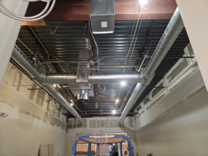 An HVAC ductwork installation project in progress by Acclimated Air LLC in Virginia Beach, VA.