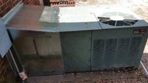 New ductwork being installed or repaired on an outdoor HVAC unit by Stoudenmire Heating & Air Conditioning in Columbia, SC.