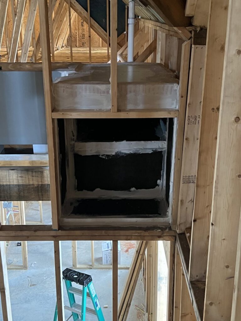 HVAC ductwork installed within the framing of a new construction project by Circle L Heating and Cooling LLC in Atmore, AL.