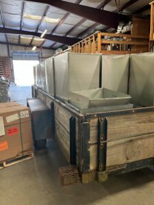 A trailer loaded with metal HVAC ductwork inside the facility of Central Heating & A/C Services, Inc. in Columbia, SC.