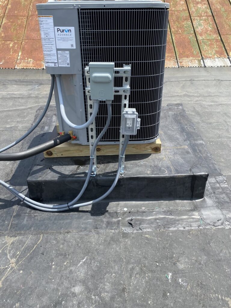 Electrical connection and conduit for an outdoor HVAC unit by CM Electrical Solutions in Elizabethtown, KY.