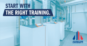 HVAC equipment and large pipes in a mechanical room, relevant to Johnstone Supply - Naperville, IL