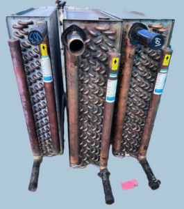 Multiple HVAC evaporator coils ready for installation or sale at SURPLUS AC INC. in Doral, FL
