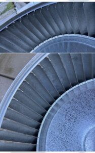 Close-up view of clean fan or compressor blades from an HVAC unit, serviced by Authority Heating & Cooling in Orem, UT.
