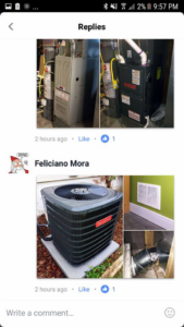 A collage showing furnace, outdoor AC unit, indoor vent, and ductwork installations by Top Mechanical Professionals Heating and Cooling in Independence, MO.