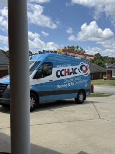 An HVAC furnace and air handler unit being installed or serviced by Climate Control Heating & Air Conditioning in Columbus, GA.