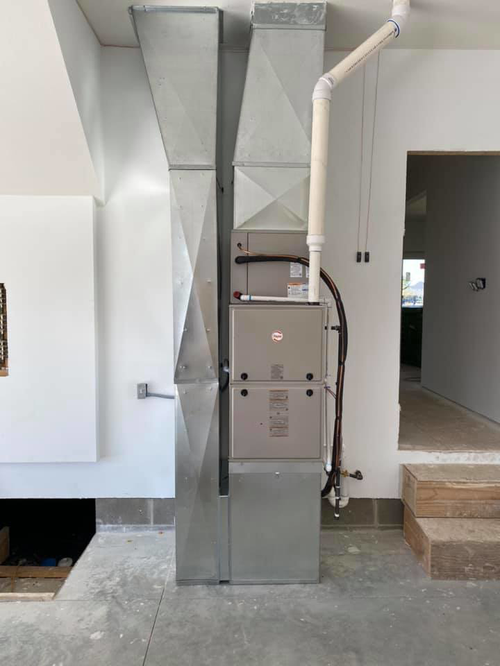 An HVAC furnace and extensive ductwork installation in a home by R. Jones Heating & Cooling in Indianapolis, IN.
