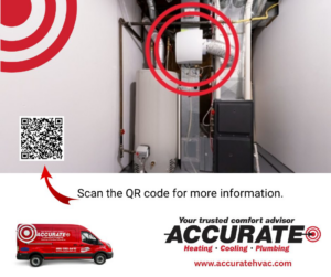 A residential furnace and humidifier system installation in a utility room by Accurate Mechanical in Columbus, OH