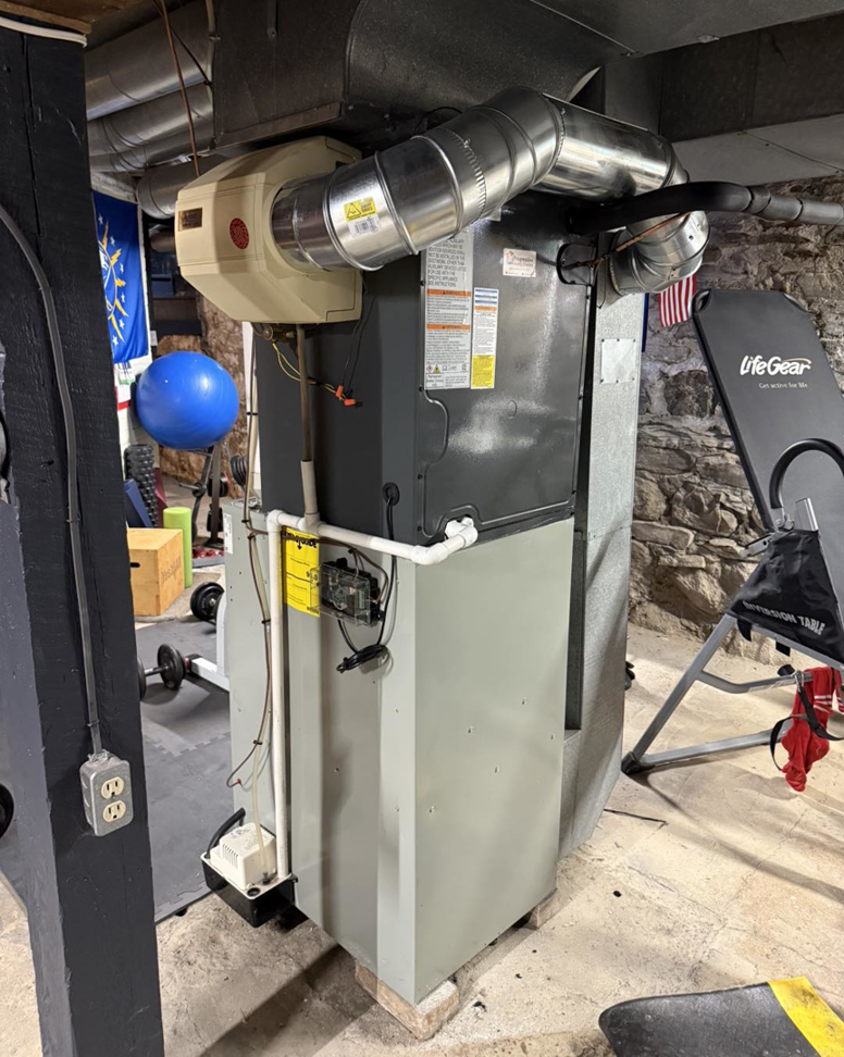 An HVAC furnace and humidifier system installed by Progressive Heating and Cooling WNY in Buffalo, NY.