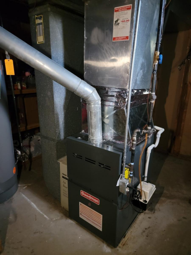 A new Goodman HVAC furnace unit and ductwork installed by Perfect Comfort Systems in San Bernardino, CA