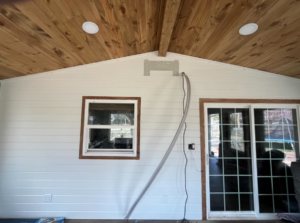 An HVAC indoor unit mounting bracket being installed by Emerald Air in Wichita, KS.