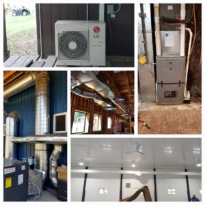 A collage showcasing various HVAC installations and repairs by Maddog Contracting LLC in Post Falls, ID.
