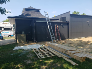 HVAC installation in progress at a commercial construction site by Kopetsky HVAC in Indianapolis, IN.