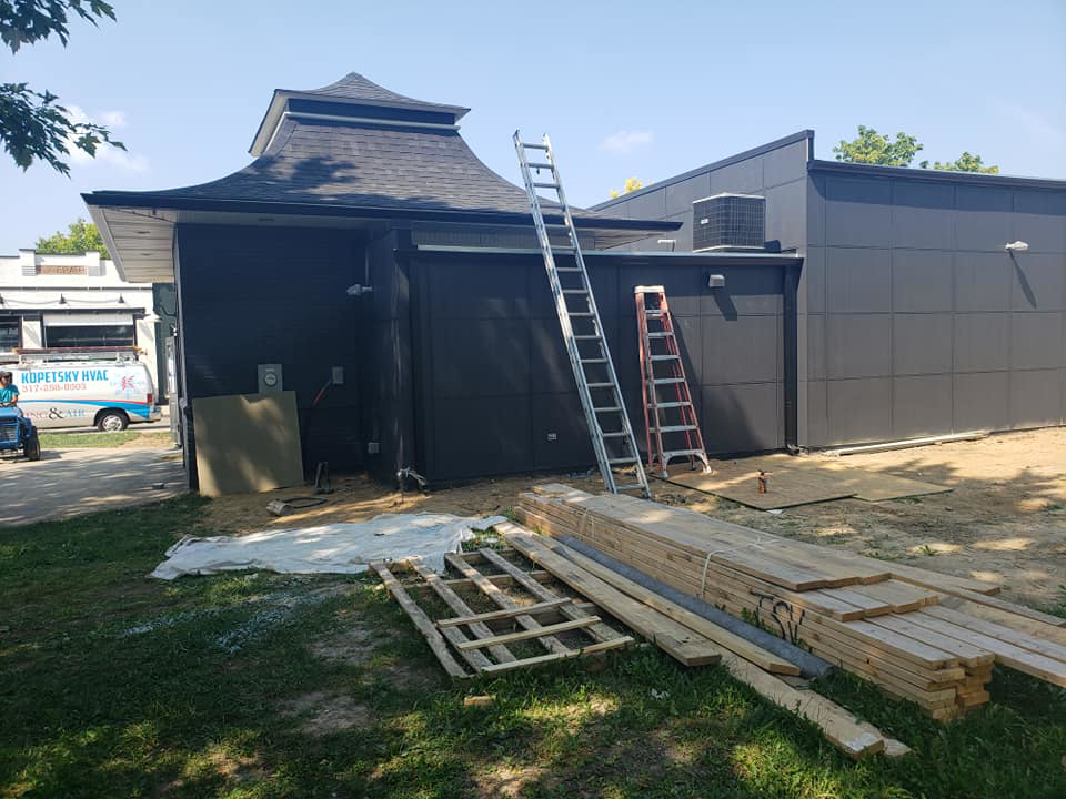 HVAC installation in progress at a commercial construction site by Kopetsky HVAC in Indianapolis, IN.