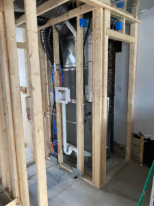 HVAC unit and ductwork installation during a construction phase by Tru-Sky Heating & Cooling in Pittsburgh, PA.