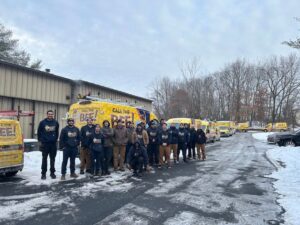 The Call The Bee Plumbing, Heating, Air & Electric team and service vans in Farmington, CT, ready for jobs.