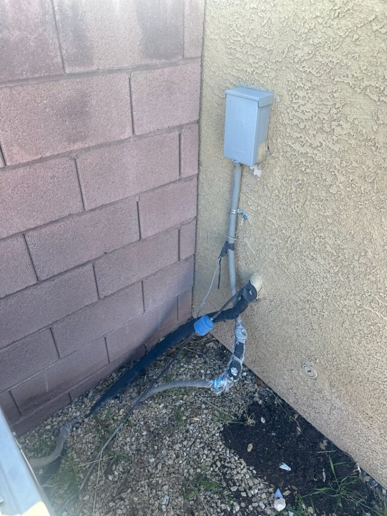 Refrigerant lines and electrical conduit for an HVAC system installed by Usa Air Conditioning & Heating in Las Vegas, NV