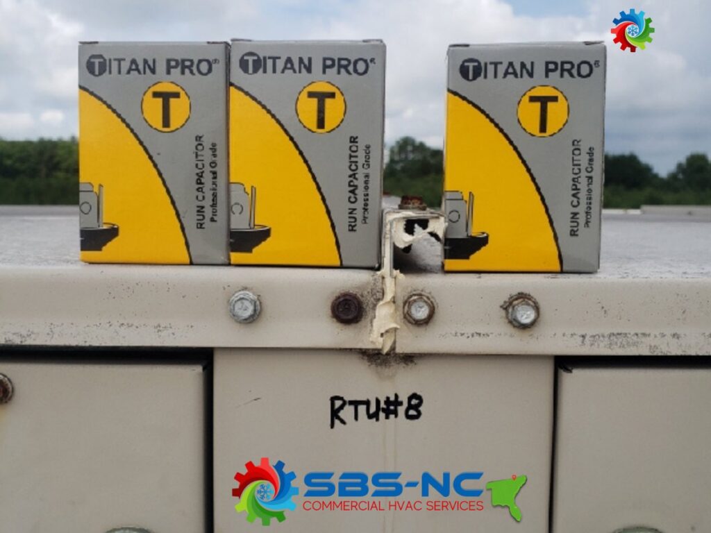 Titan Pro Run Capacitors, essential HVAC parts, used by SBS-NC, LLC for service in High Point, NC.