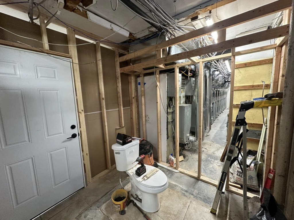 HVAC system installation with multiple air handlers and ductwork by Richard East, LLC Mechanical Contractors in Mohrsville, PA.