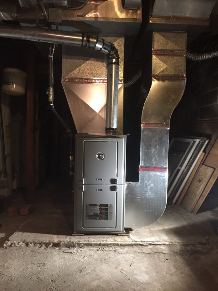 A complete HVAC system installation with new furnace and ductwork by The Heating Guys in Fargo, ND.