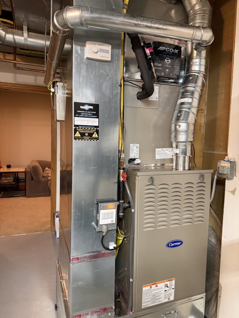A complete HVAC system with ductwork and UV lamp installed by Jackson Home Appliance Heating & Cooling in Omaha, NE