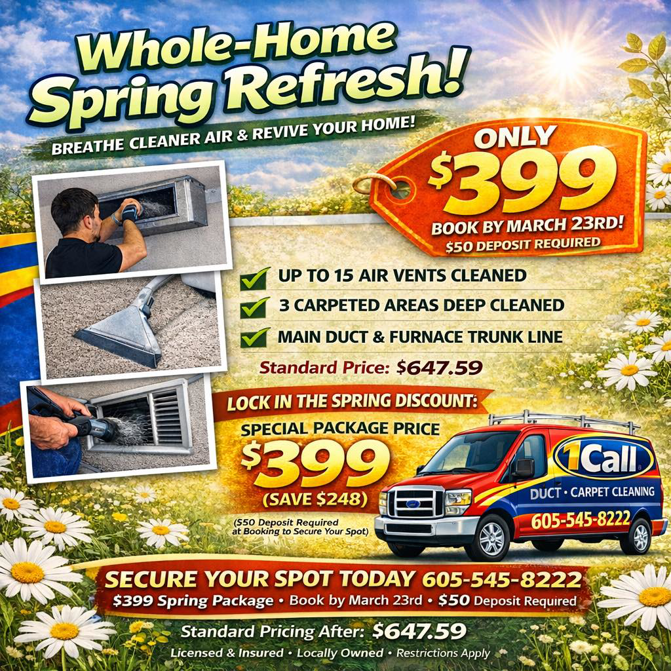An HVAC technician cleaning an air vent as part of a whole-home refresh service by Black Hills Premier Air in Box Elder, SD.