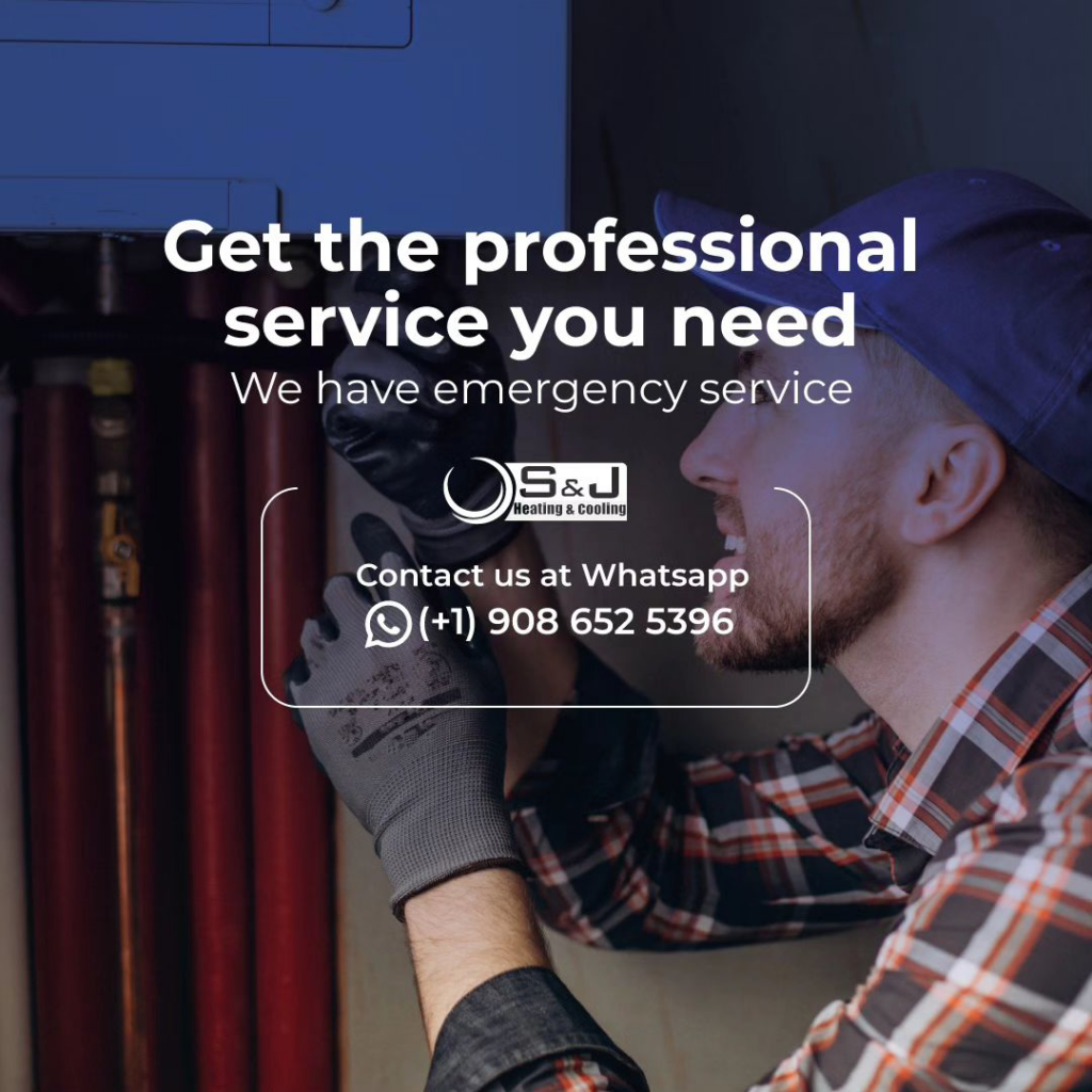 An HVAC technician inspecting heating and cooling pipes during a service call for S&J Heating and Cooling NJ in Elizabeth, NJ.