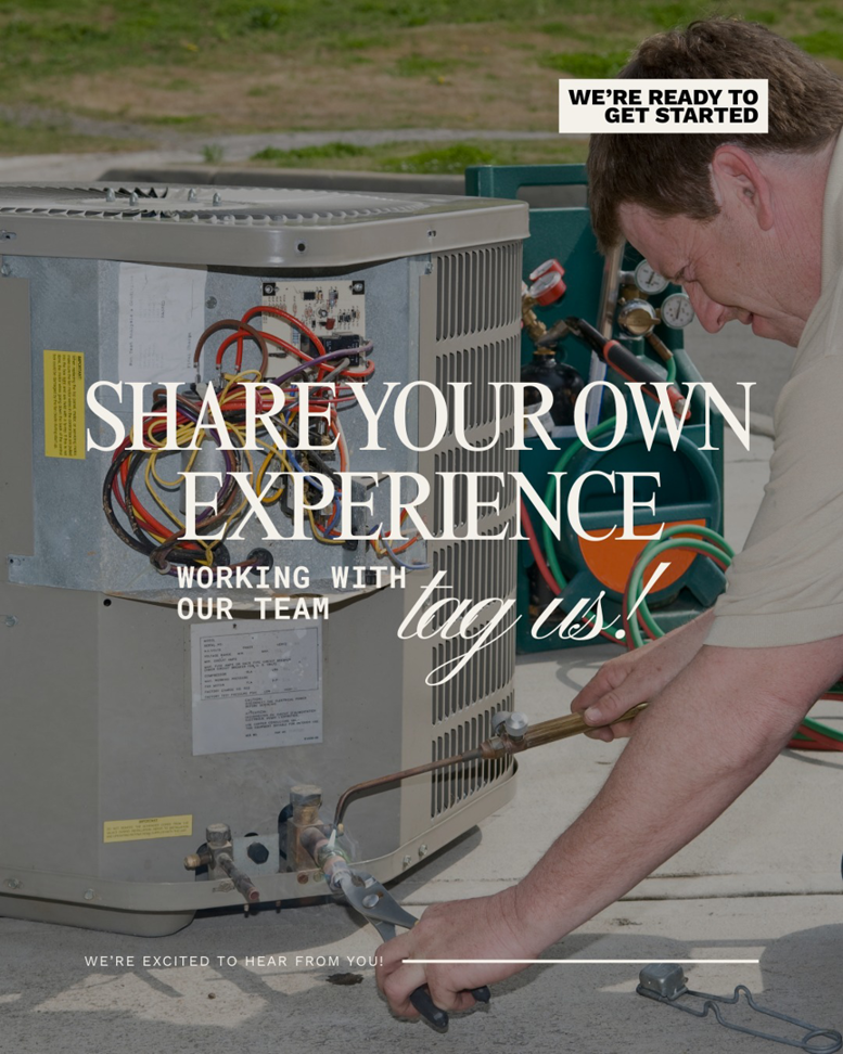 An HVAC technician repairing an outdoor air conditioning unit with a torch at Tim Force Tin Shop in Casper, WY.