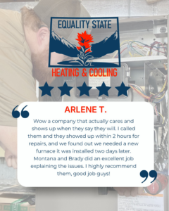 An HVAC technician working on a furnace unit, providing heating services for Equality State Heating & Cooling in Casper, WY.