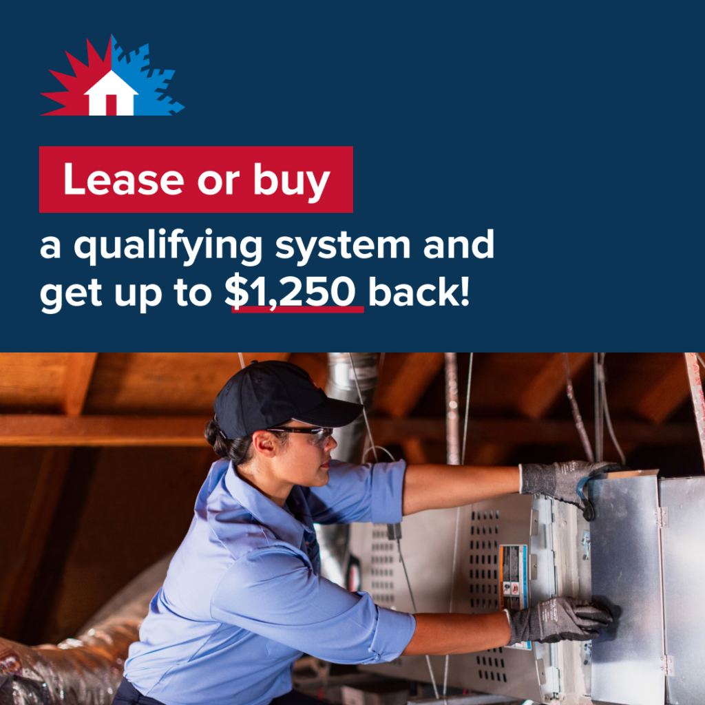 An HVAC technician working on an air handler unit in an attic for Service Experts Denver in Westminster, CO