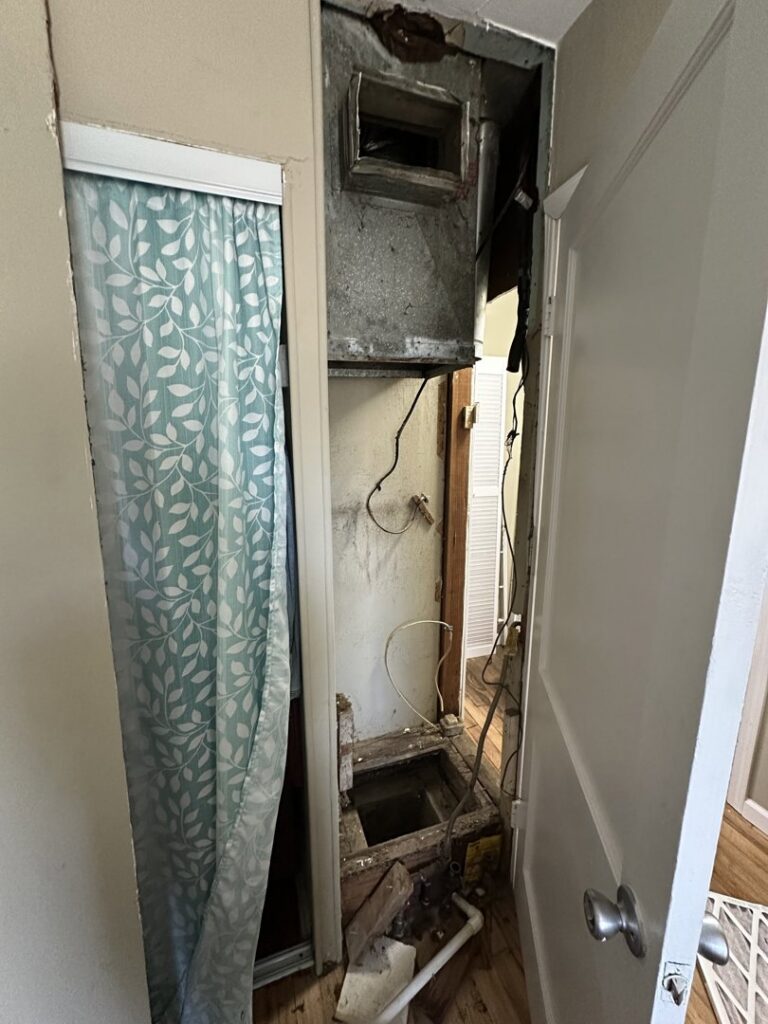 Space after HVAC unit removal, showing ductwork, by Central Comfort Air in Miami, FL