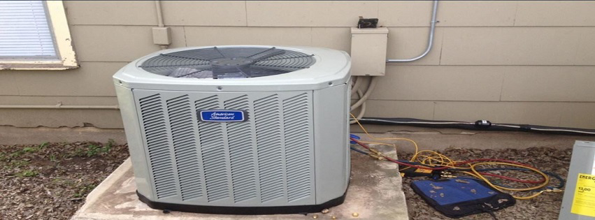 An outdoor HVAC unit being serviced or installed by Cool Concepts A/C & Heating in San Antonio, TX, with tools connected.