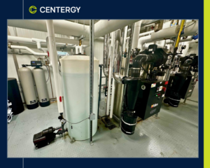 HVAC water tank, pumps, and piping installation by Centergy in King of Prussia, PA.