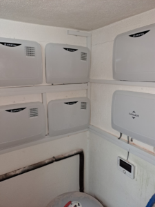 Indoor installation of multiple Ariston and Cascade heating units by Κυριακιδης Στεφανος ''Team Gas'' in Évosmo, Greece